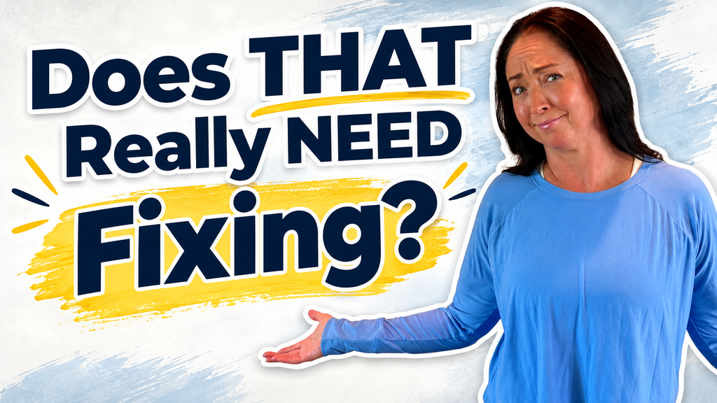 Heather Otterbine with a questioning expression beside the words “Does That Really Need Fixing?” for a discussion about anatomical variation and alignment in yoga teaching.