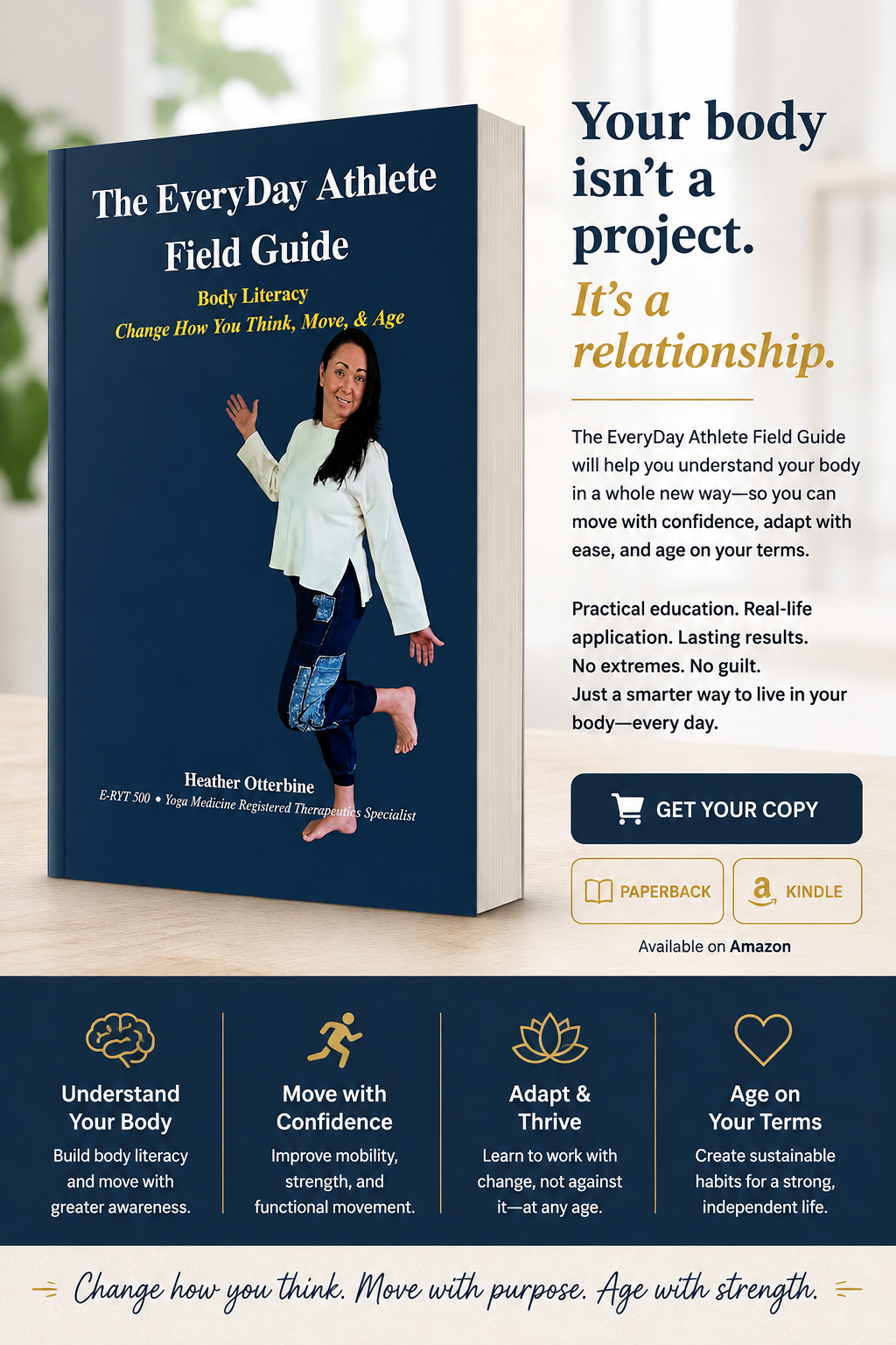 The EveryDay Athlete Field Guide by Heather Otterbine, a body literacy guide for moving with confidence, adapting to change, and healthy aging.